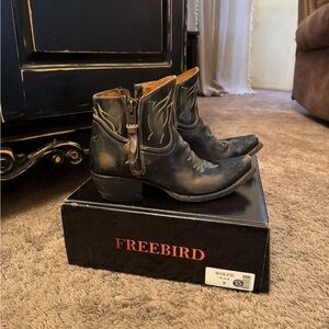 Freebird Wolfie Distressed Black Leather Boots